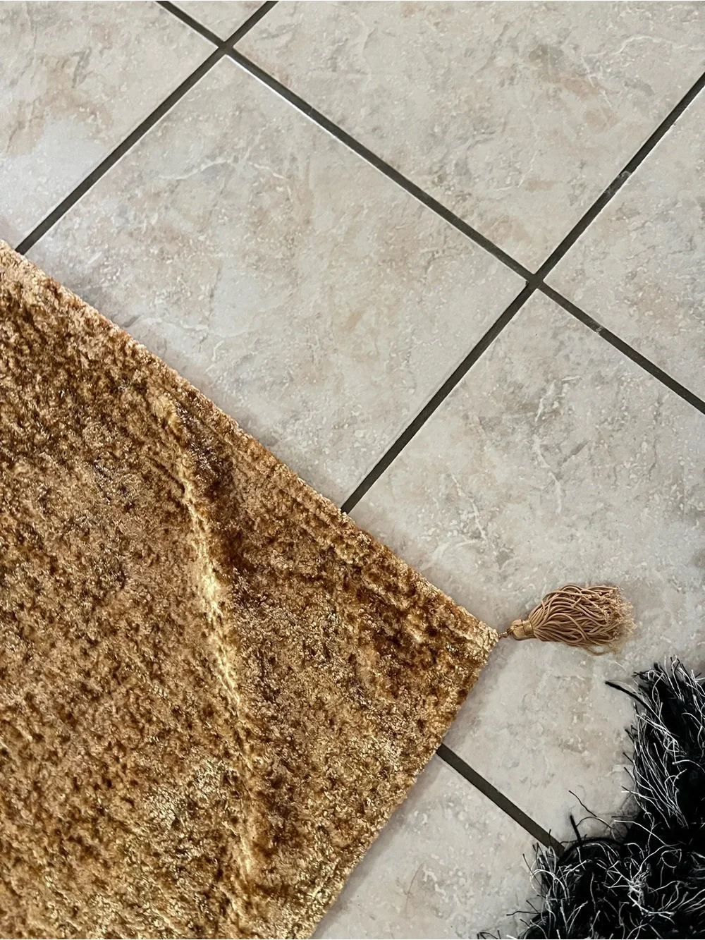 Gold Champagne Velvet Accent Throw Blanket 48x56 Luxury Plush Tassel Ends